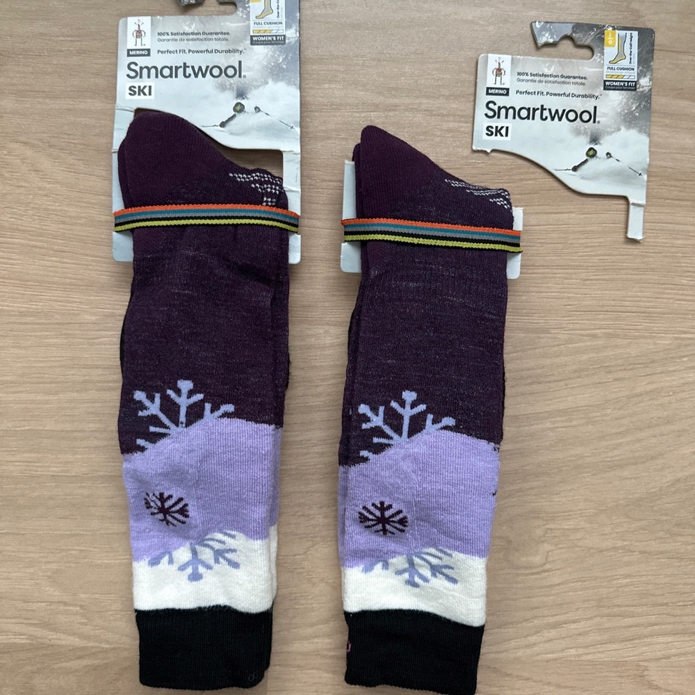 2 Pairs SmartWool Women's Ski Socks- Full Cushion Snowpocalypse- Large- NWOT